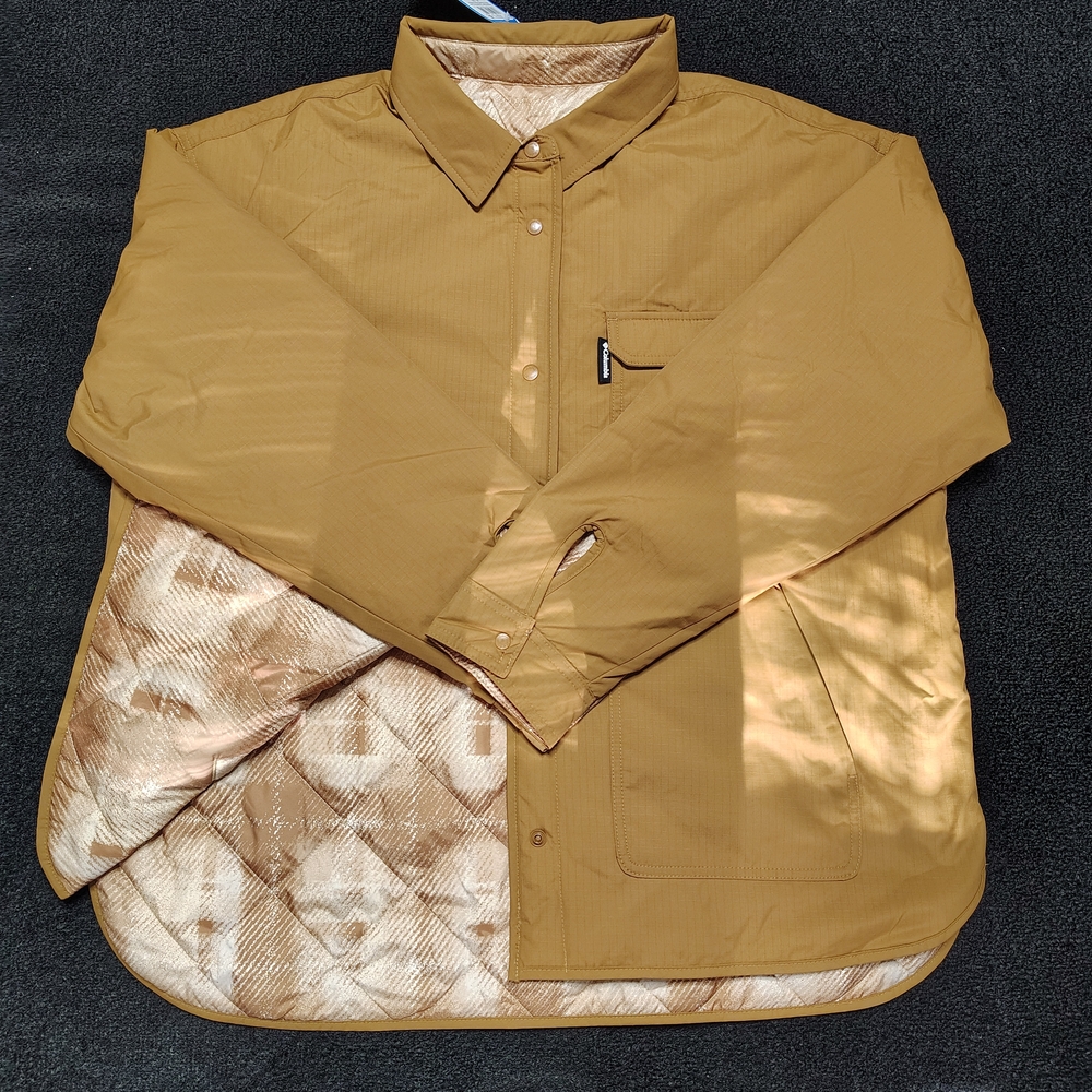 Columbia Tan Longhorn Ridge Reversible Jacket Shirt Women's Size XL New